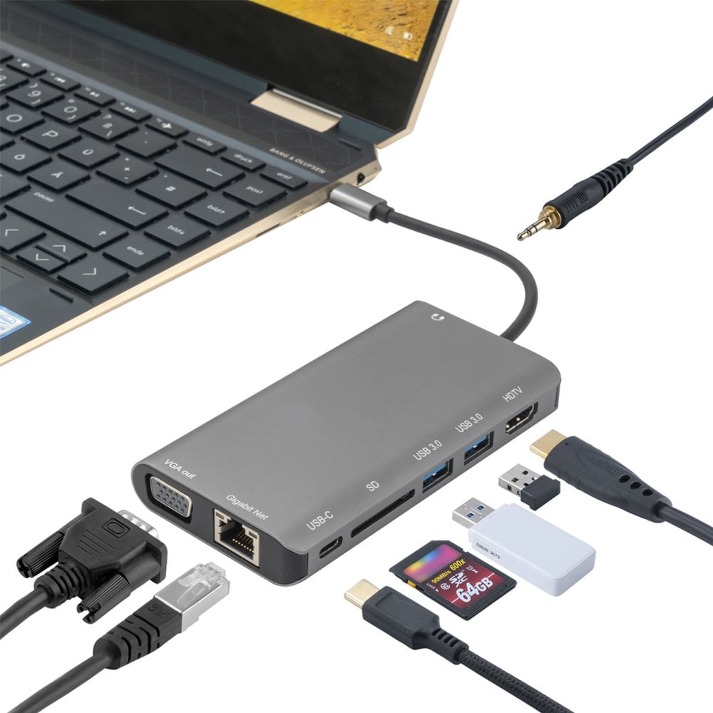 4Smart 8i1 Hub USB-C til Ethernet, HDMI, 2x USB 3.0