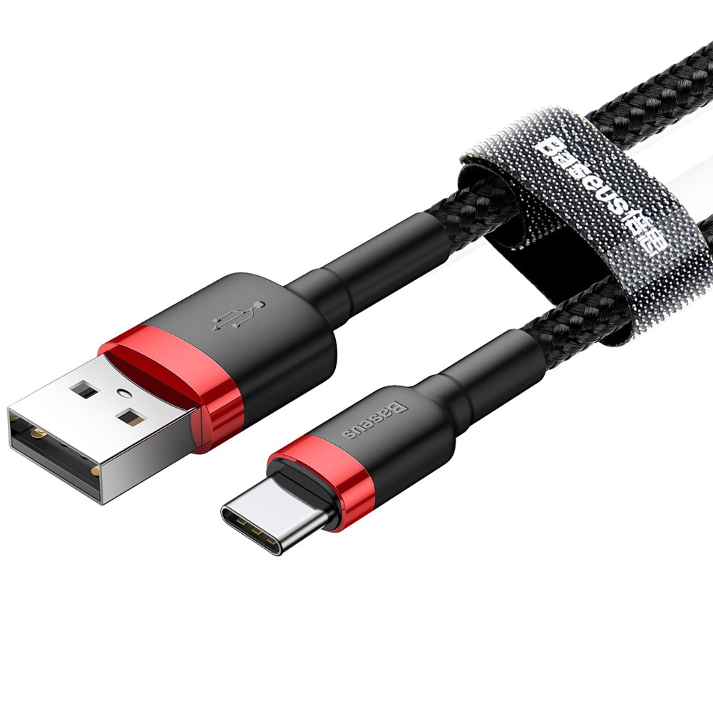 Baseus Cafule USB-kabel USB - USB-C 3A 0,5m Rød/Sort