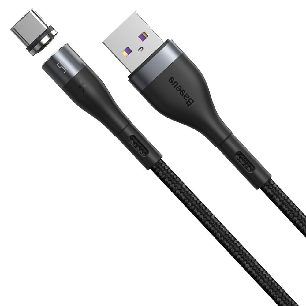 Baseus Zink Magnetkabel USB - USB-C 5A 1m Grå/Sort