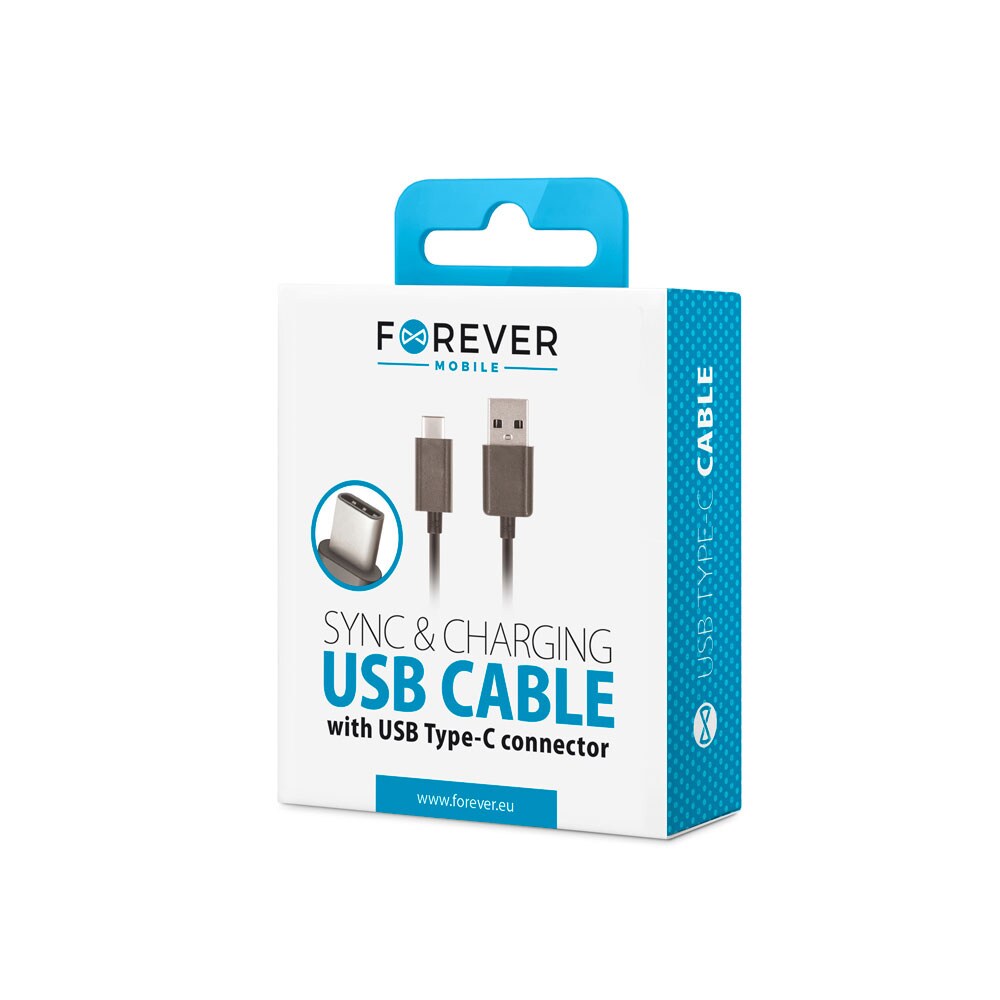 Forever USB-C-kabel 1m - sort