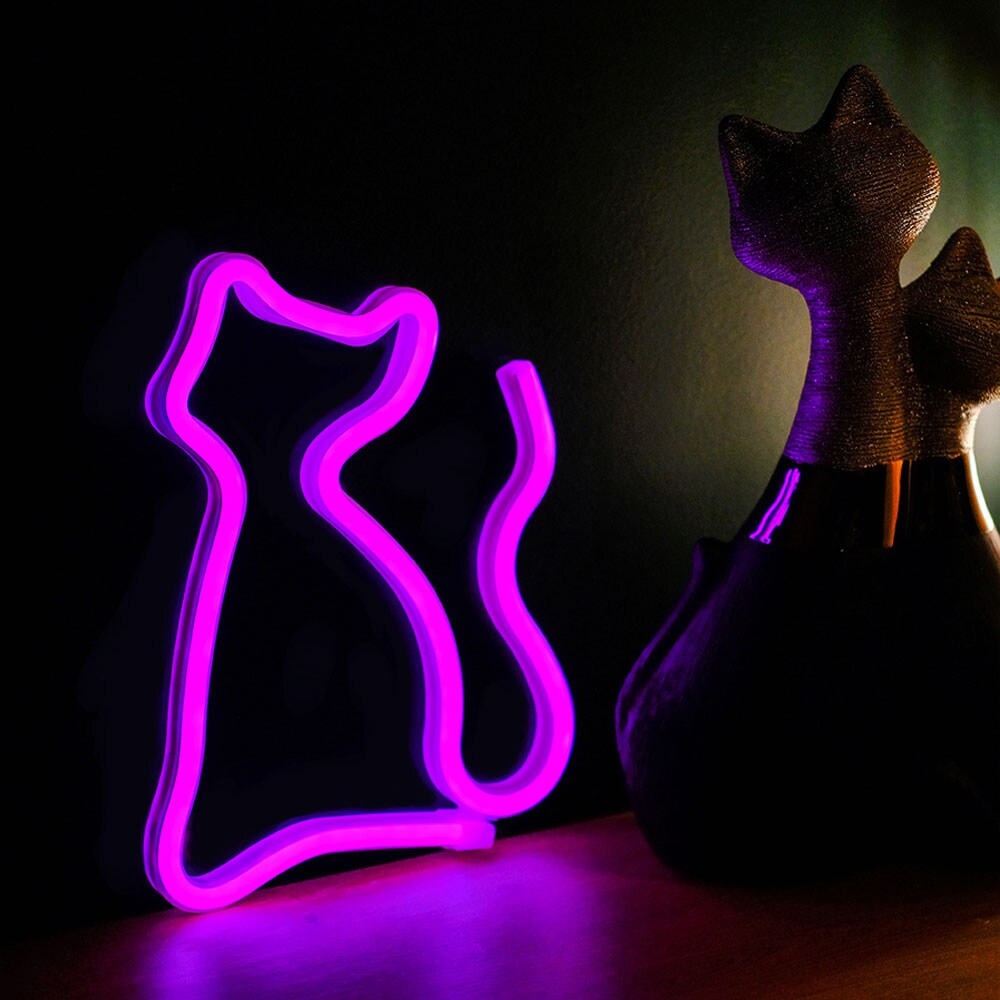 Neon-skilt - Lilla katt