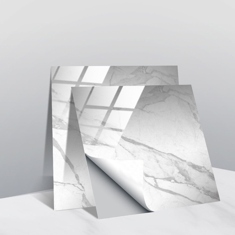 Veggdekorasjon 10x10cm 20-pakning hvit marmor