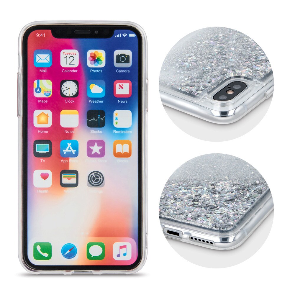 Glitterdeksel til iPhone 7 / 8 / SE 2020 / SE 2022 Sølv