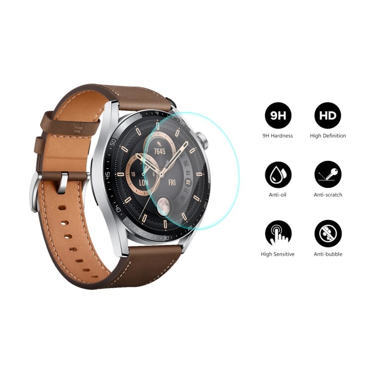 Skjermbeskytter i herdet glass for Huawei Watch GT 3 46 mm - 2-pakning