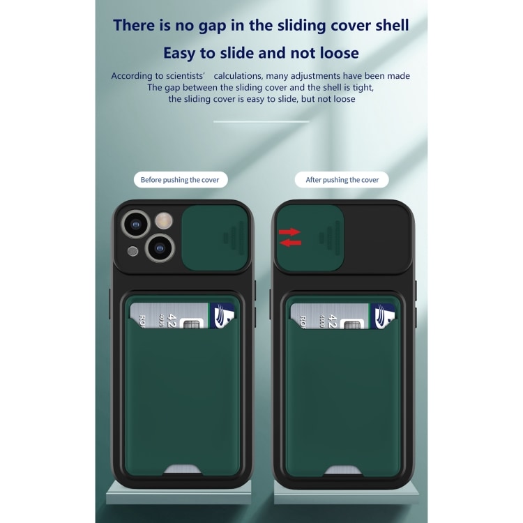Deksel med kamerabeskytter og kortspor for iPhone 13 - sort