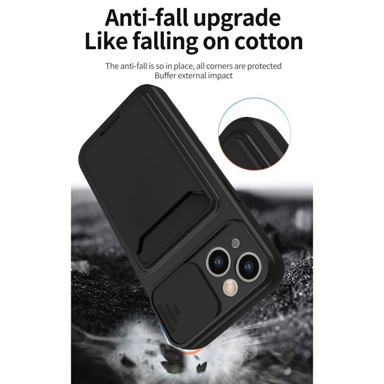 Deksel med kamerabeskytter og kortspor for iPhone 13 - sort