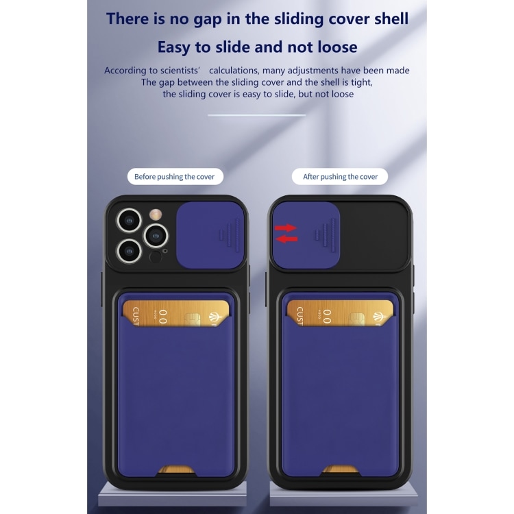 Deksel med kamerabeskytter og kortspor for iPhone 13 Pro - sort