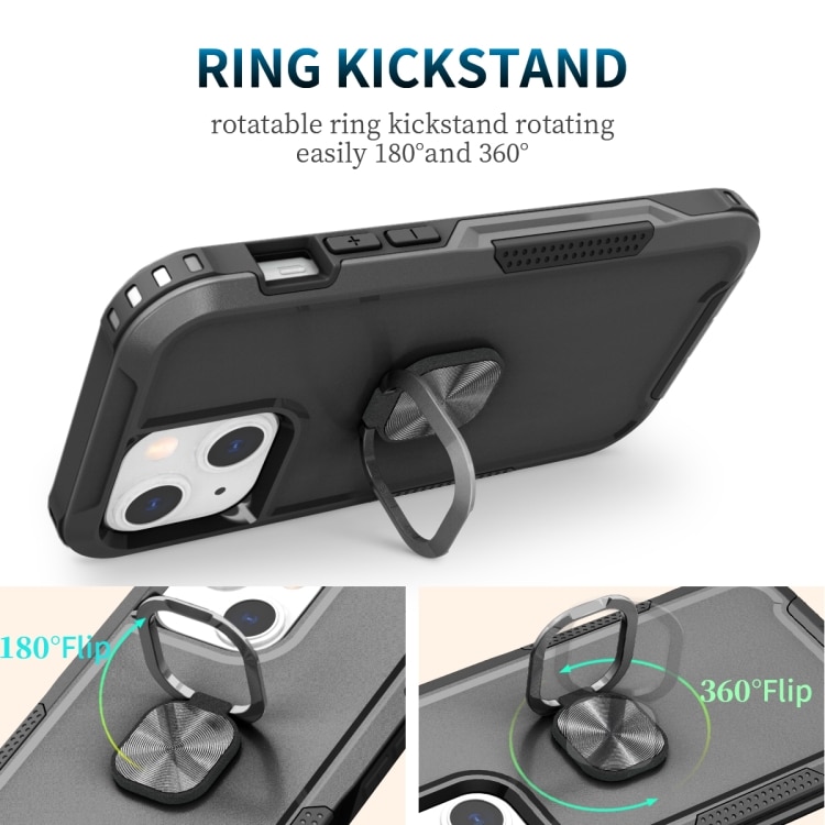 Kraftig mobildeksel med ringholder for iPhone 13 mini