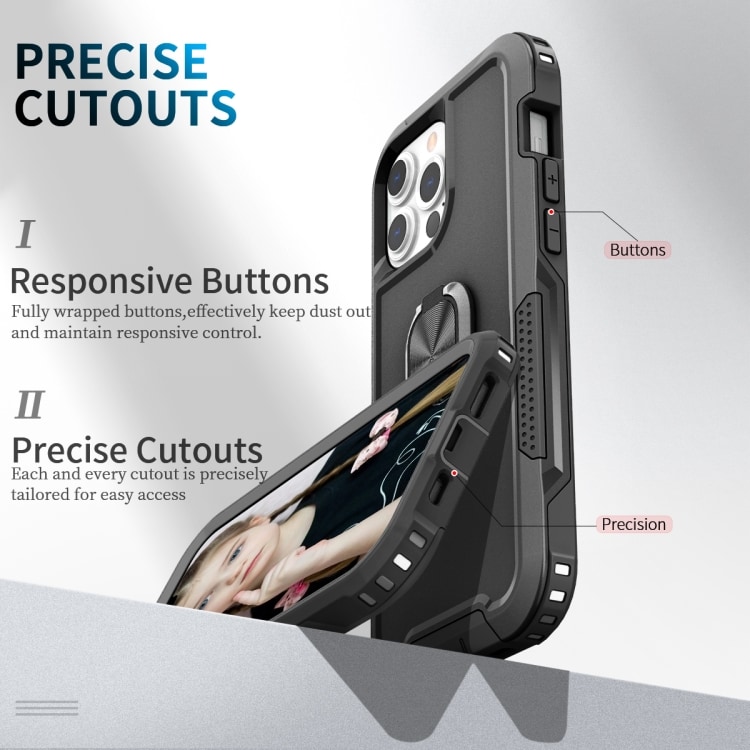 Kraftig mobildeksel med ringholder for iPhone 13 Pro Max