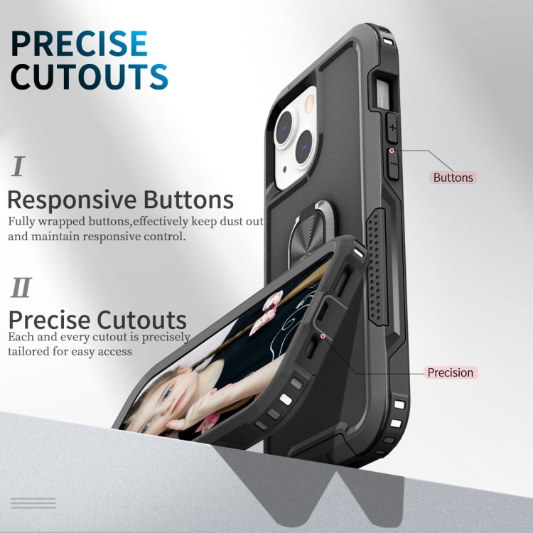 Kraftig mobildeksel med ringholder for iPhone 12/12 Pro
