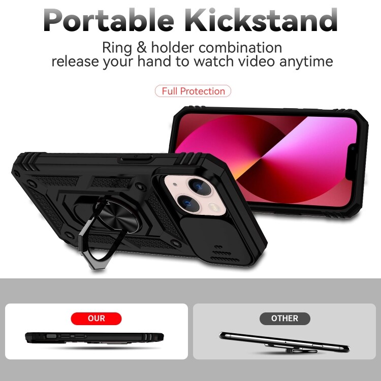 Deksel med kamerabeskyttelse og ringholder for iPhone 13 mini