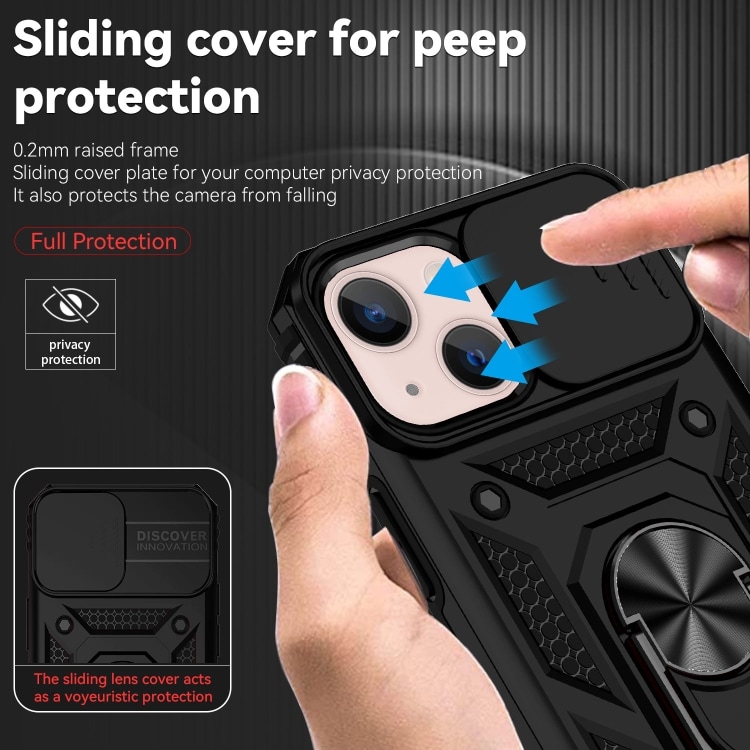 Deksel med kamerabeskyttelse og ringholder for iPhone 13 mini