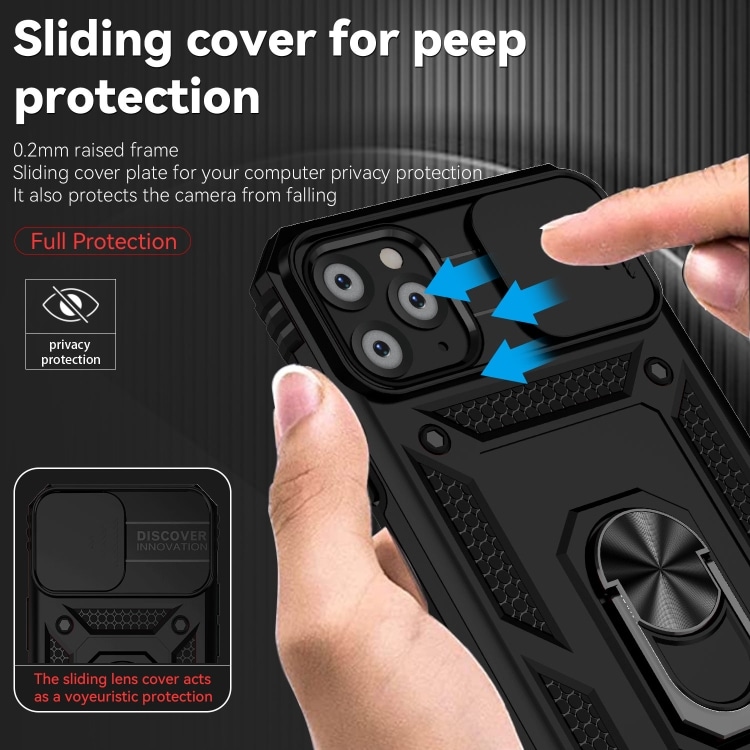 Deksel med kamerabeskyttelse og ringholder for iPhone 11 Pro Max