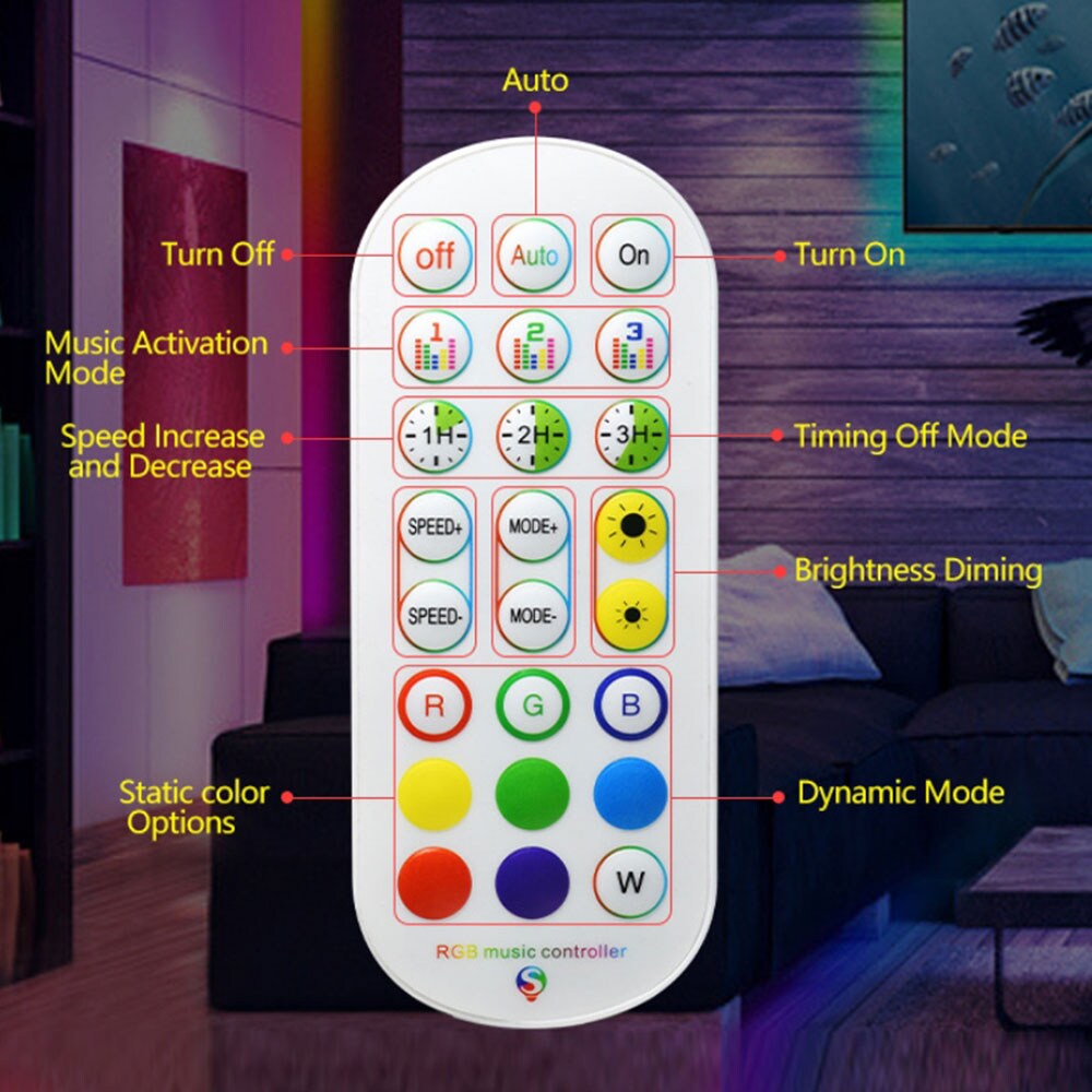 LED-sløyfe med RGB-farger og fjernkontroll - 2m