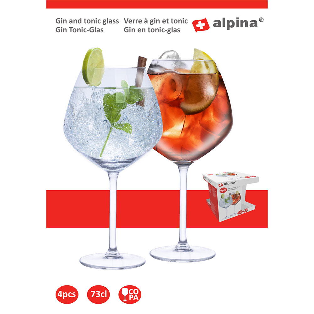 Alpina Gin & Tonic-glass 4-pakning / cocktailglass 730 ml