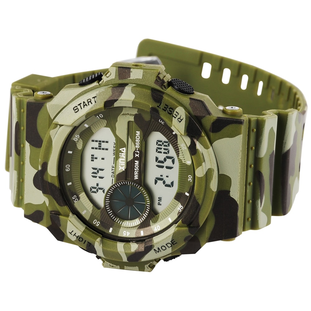 Digital klokke med silikonarmbånd - Camouflage