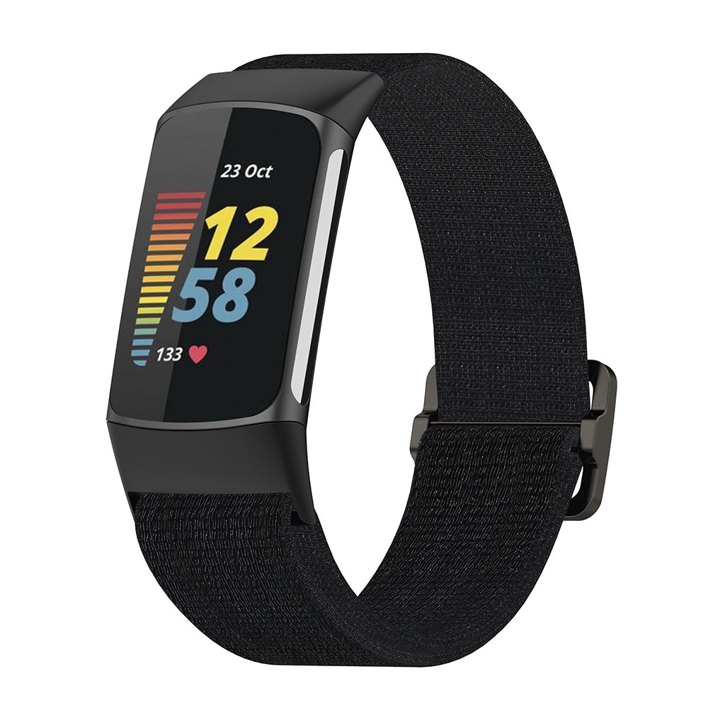 Elastisk armbånd tll Fitbit Charge 5 - Sort