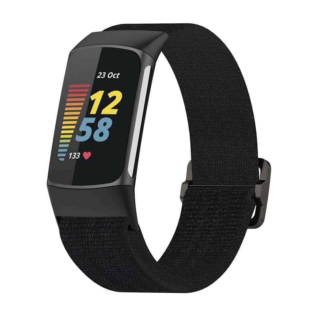 Elastisk armbånd tll Fitbit Charge 5 / 6 - Sort