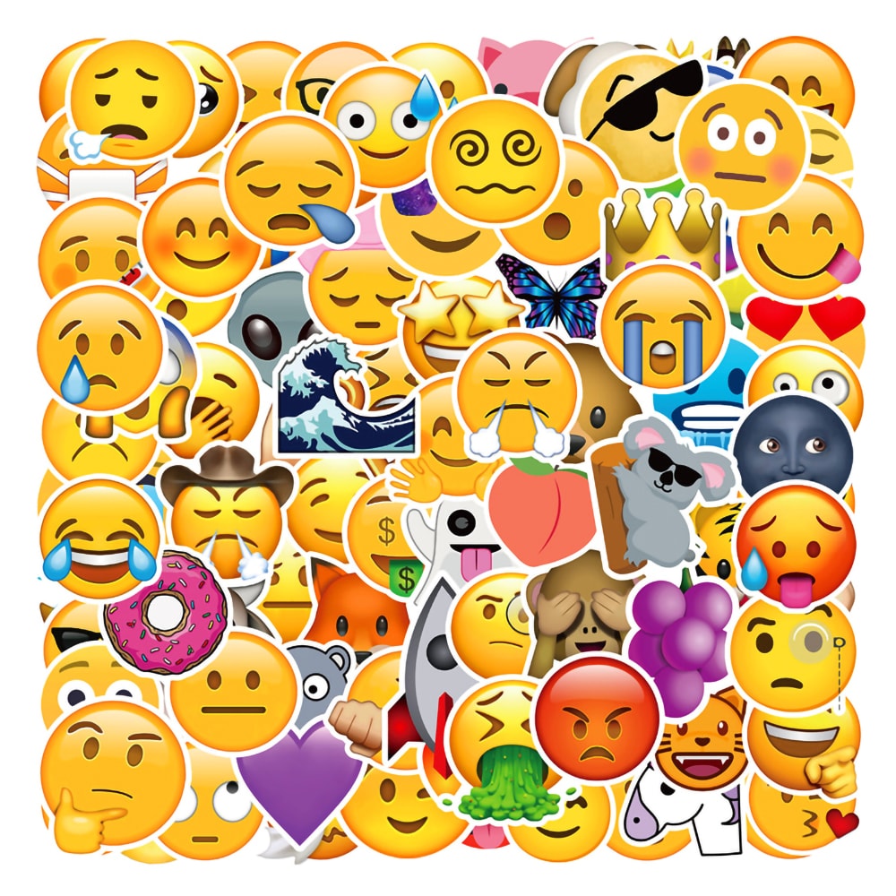 100 pakker med klistremerker med emoji-tema