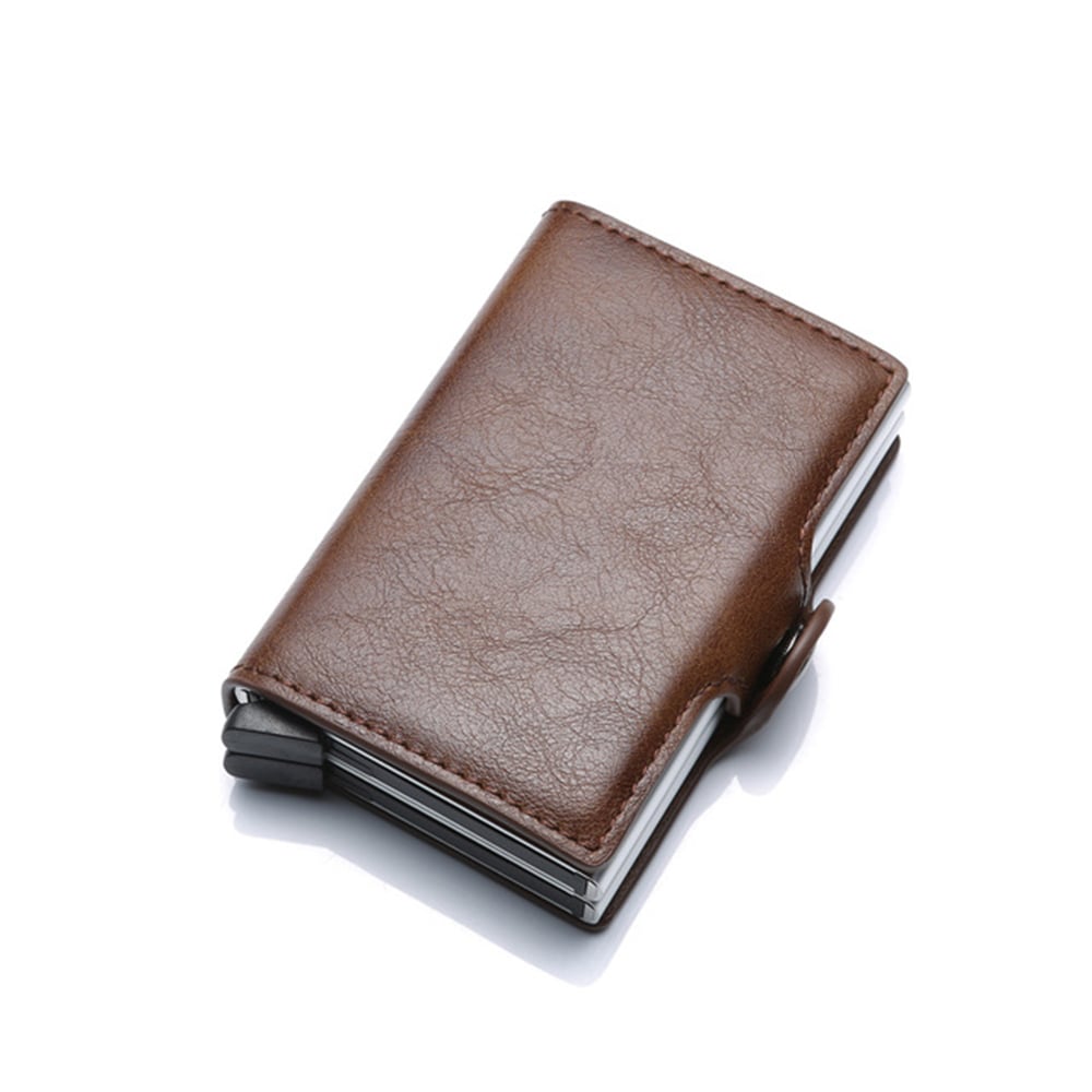 RFID-Lommebok med Pop-up og syntetisk skinn - mørkebrun