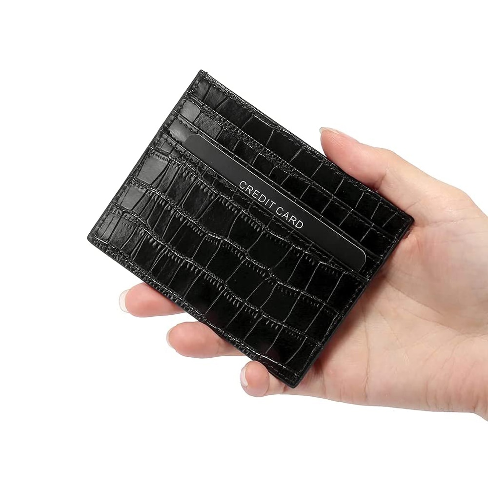 RFID-Lommebok med Pop-up og krokodillemønster - sort