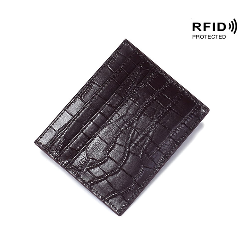 RFID-Lommebok med Pop-up og krokodillemønster - mørkelilla