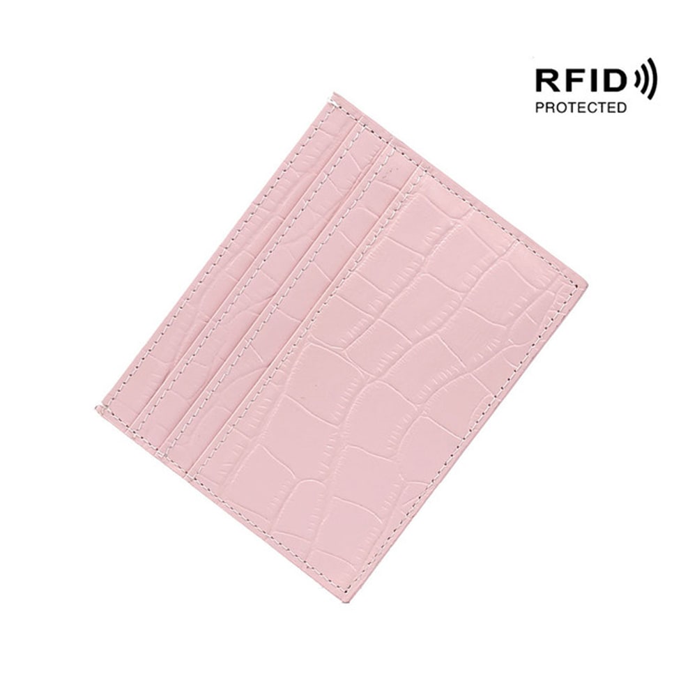 RFID-Lommebok med Pop-up og krokodillemønster - rosa