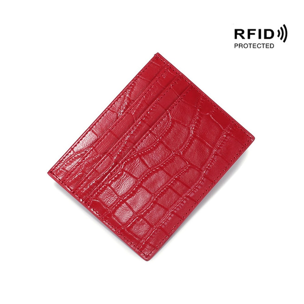 RFID-Lommebok med Pop-up og krokodillemønster - rød