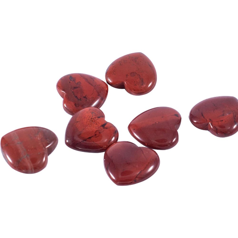 Krystallhjerte av rød jaspis 2cm - 7 steiner
