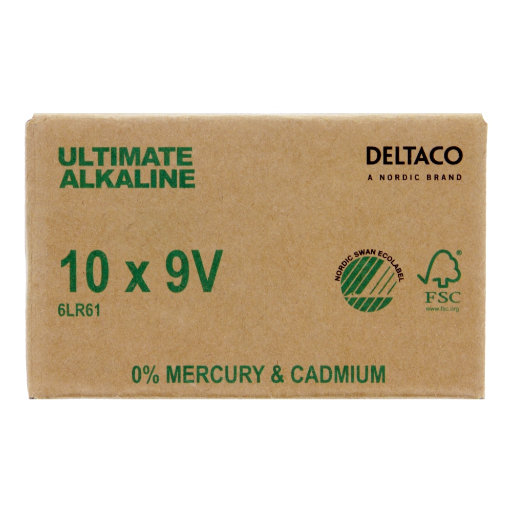 Deltaco 9V-batterier (6LR61) - 10-pakning