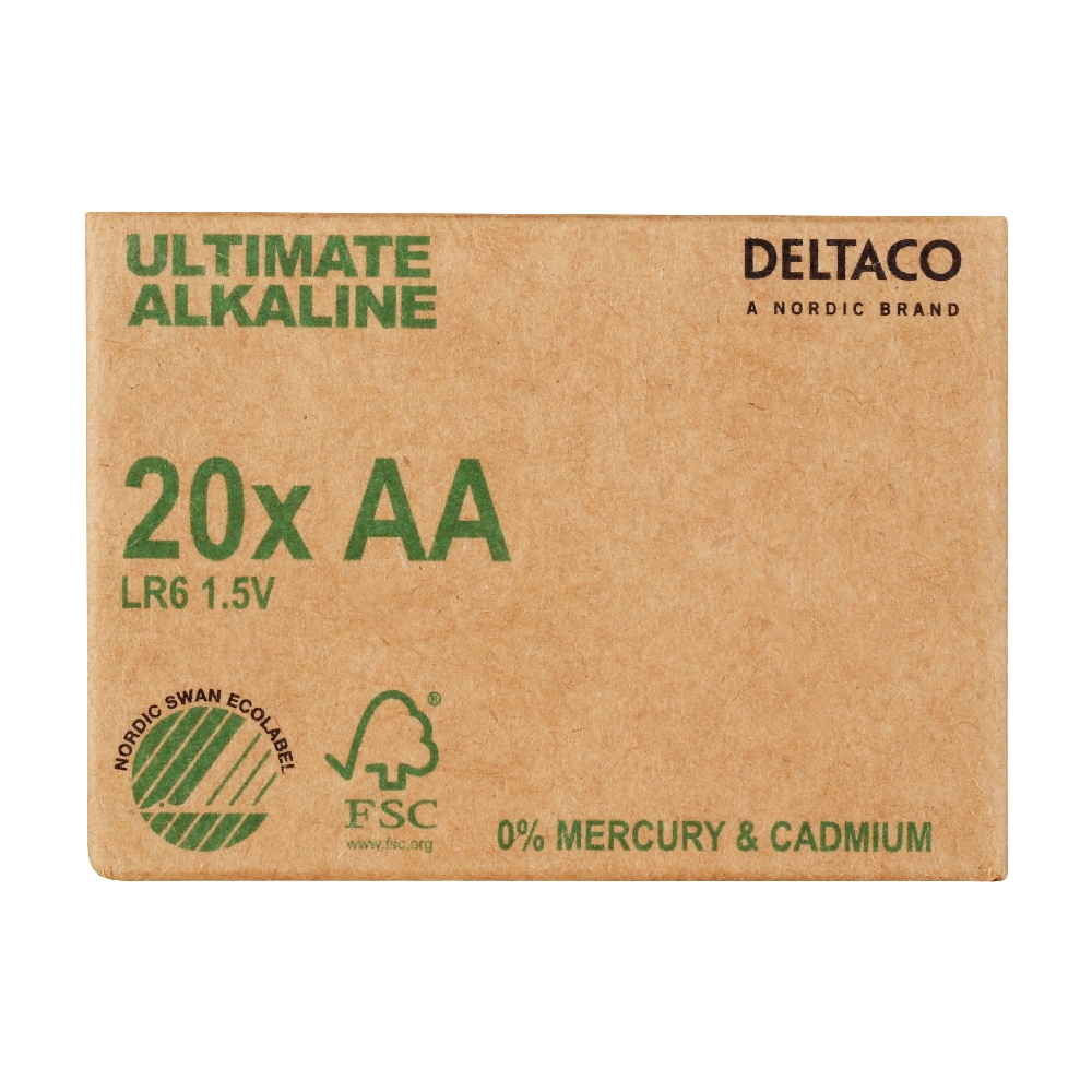 Deltaco AA-batterier (LR6) - 20-pakning