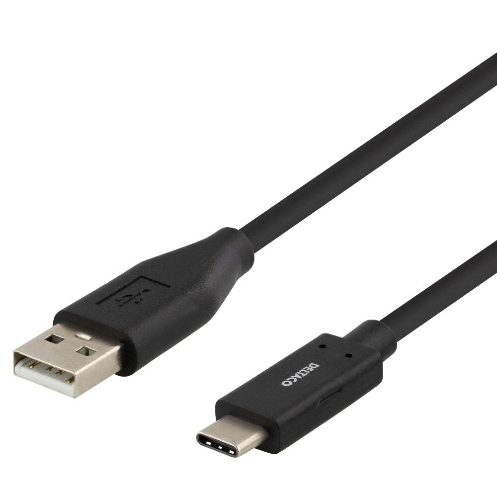 Deltaco USB-A til USB-C-kabel 1m - Sort