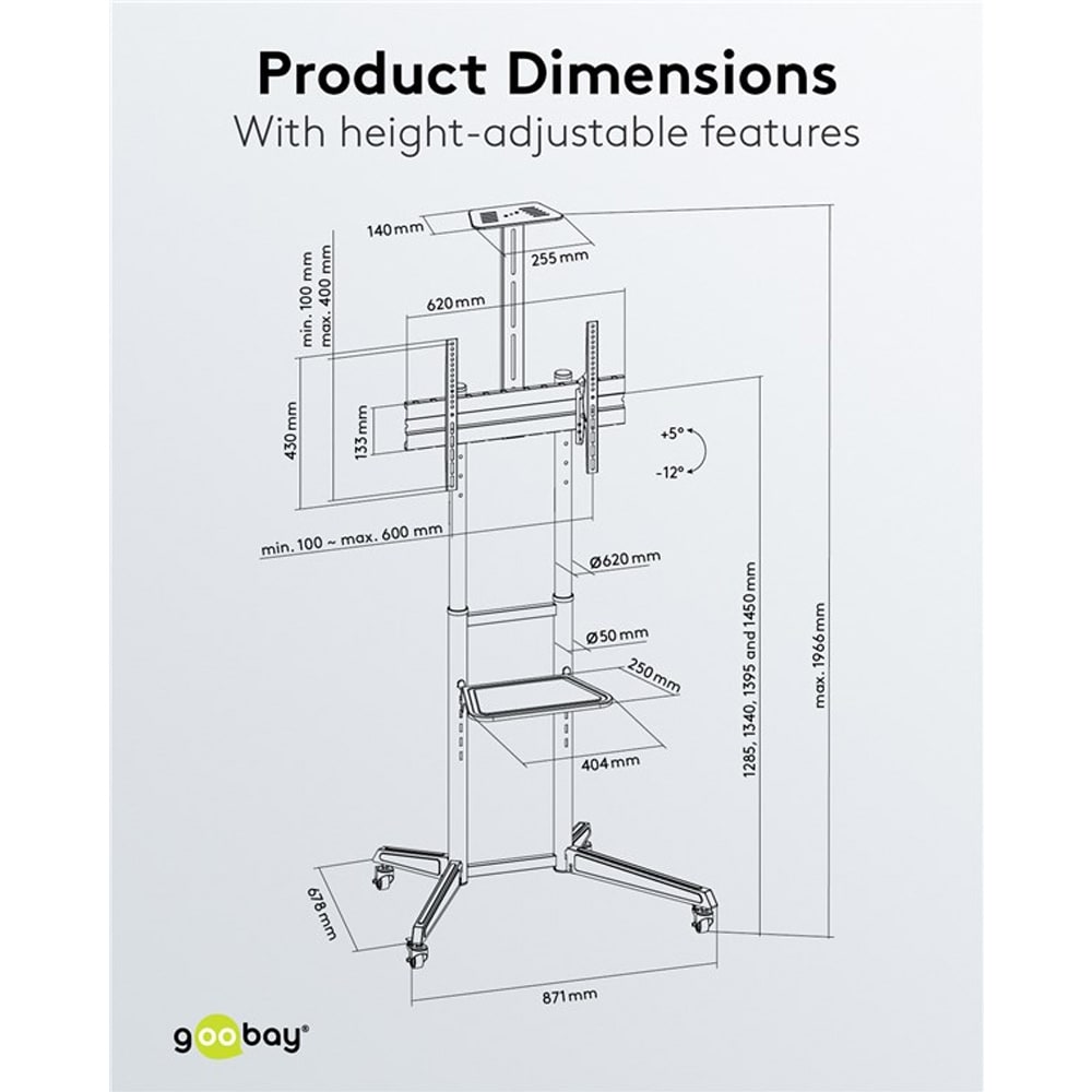 Goobay Pro Gulvstativ med hjul for TV 37-70"