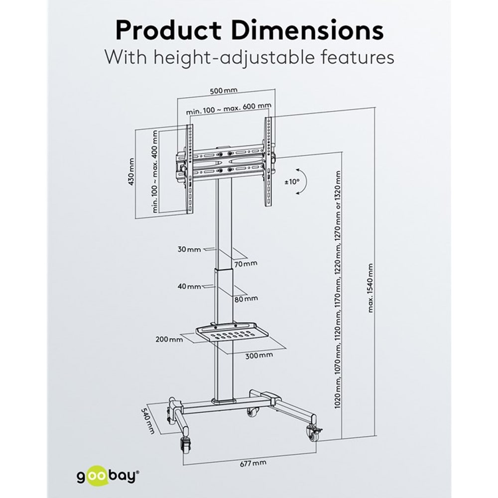 Goobay Basic Gulvstativ med hjul for TV 37-70"