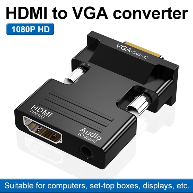 HDMI-hunn til VGA-han med AUX-kontakt