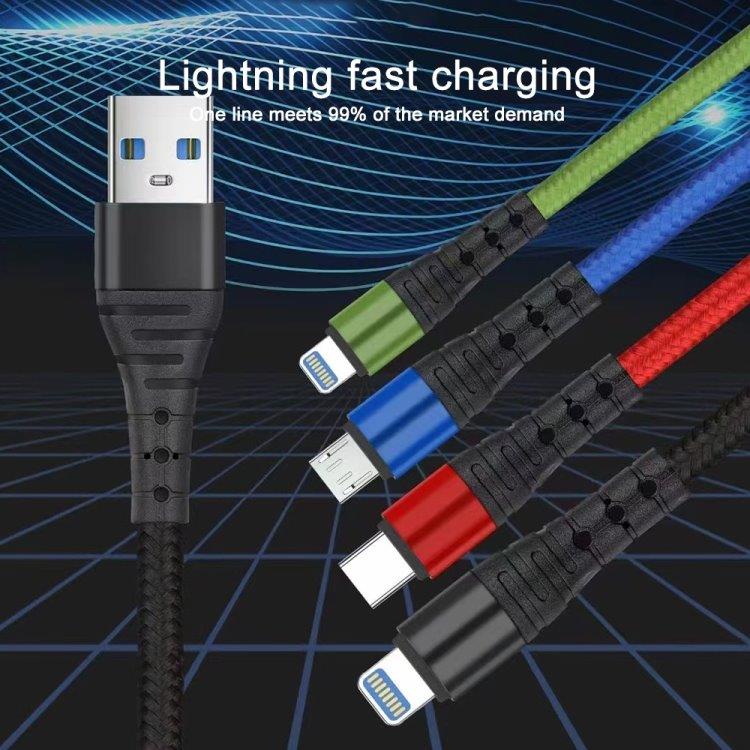 USB-kabel USB til MicroUSB+Lightning+USB type-C 1,2m