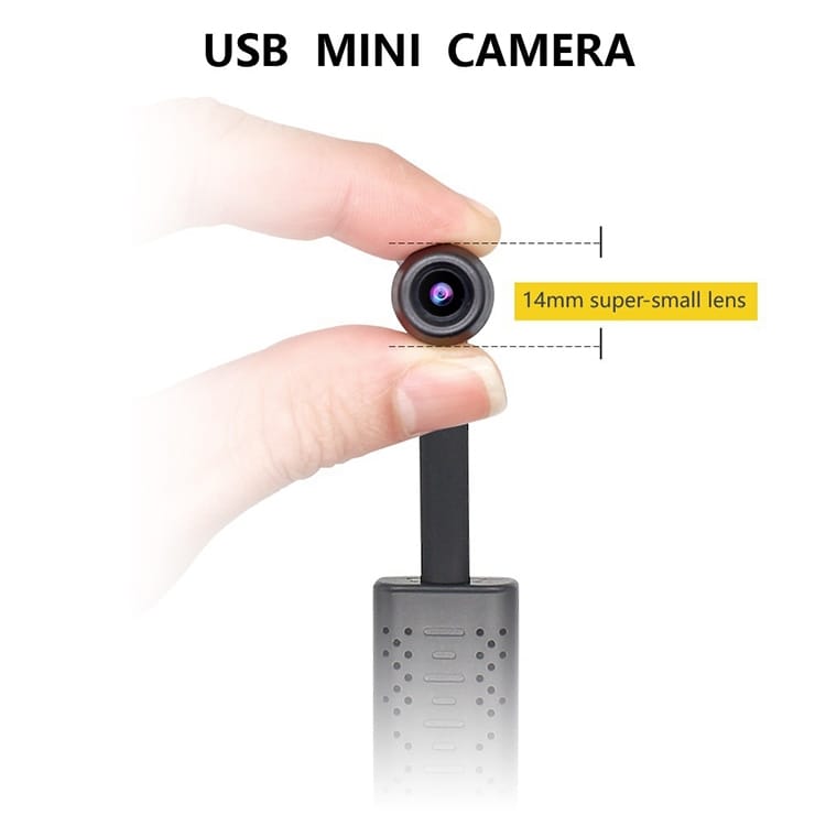Minikamera/overvåkningskamera USB med 64GB minnekort