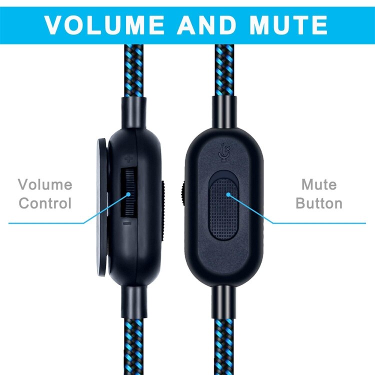 Lydkabel 3,5 mm med volumkontroll og dempeknapp for Logitech Astro A10 / A40 / A30