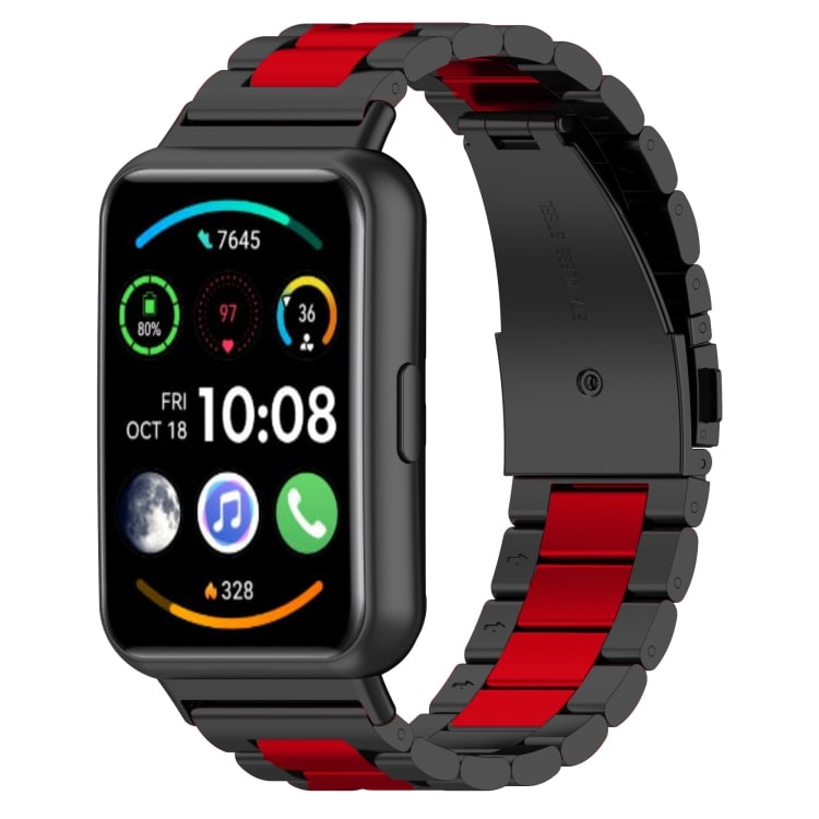 Metallarmbånd til Huawei Watch Fit 2 - Sort/Rød