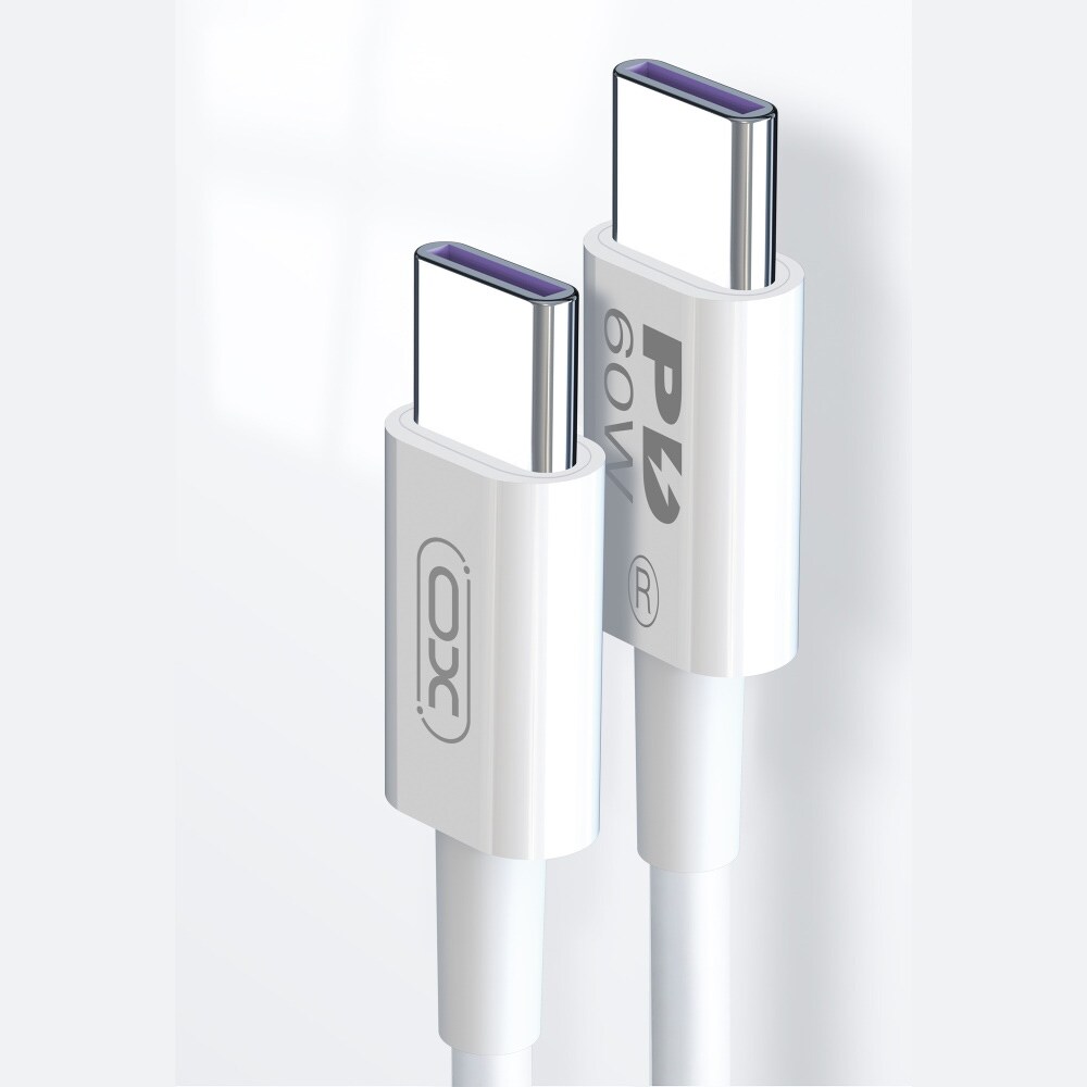 PD60W Hurtiglader USB-C - USB-C 1m - Hvit