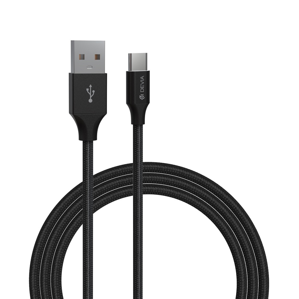 Devia Ladekabel USB - USB-C 2,0 m 2,1A - Sort