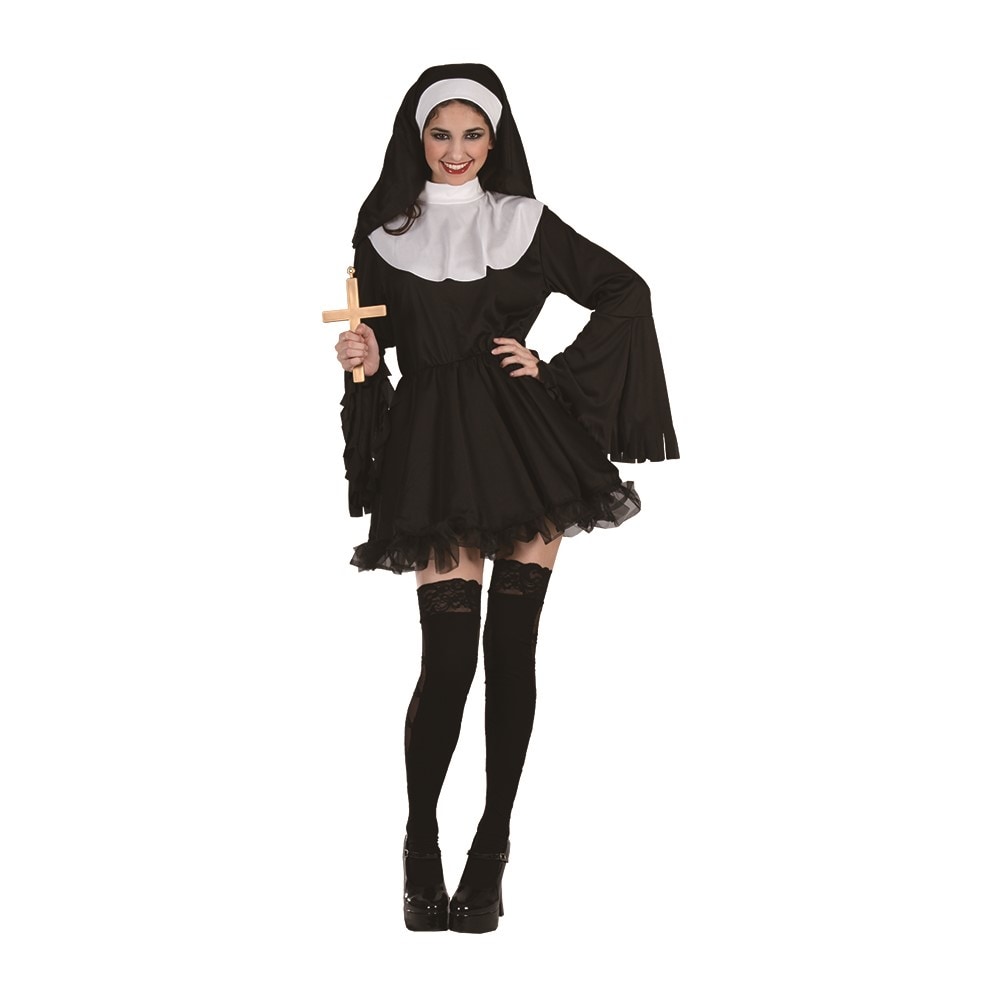 Kostyme - Nonne med kort kjole - L