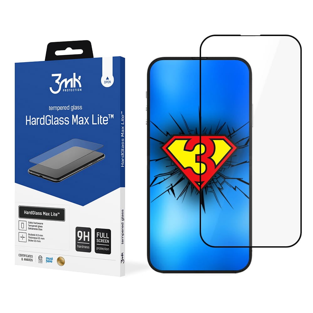3mk HardGlass Max Lite skjermbeskytter til iPhone 14 Pro