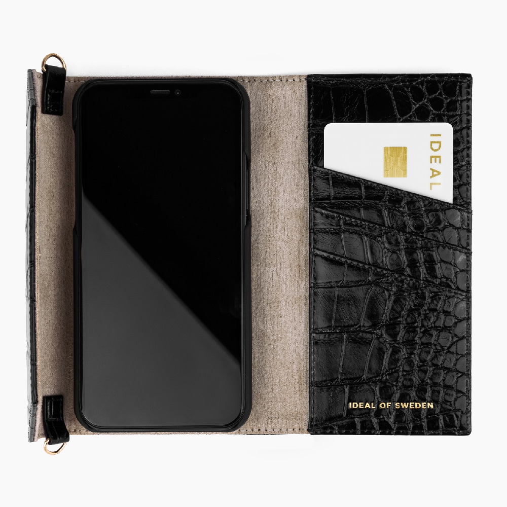 IDEAL OF SWEDEN Lommebokdeksel Black Croco for iPhone 11 Pro/XS/X