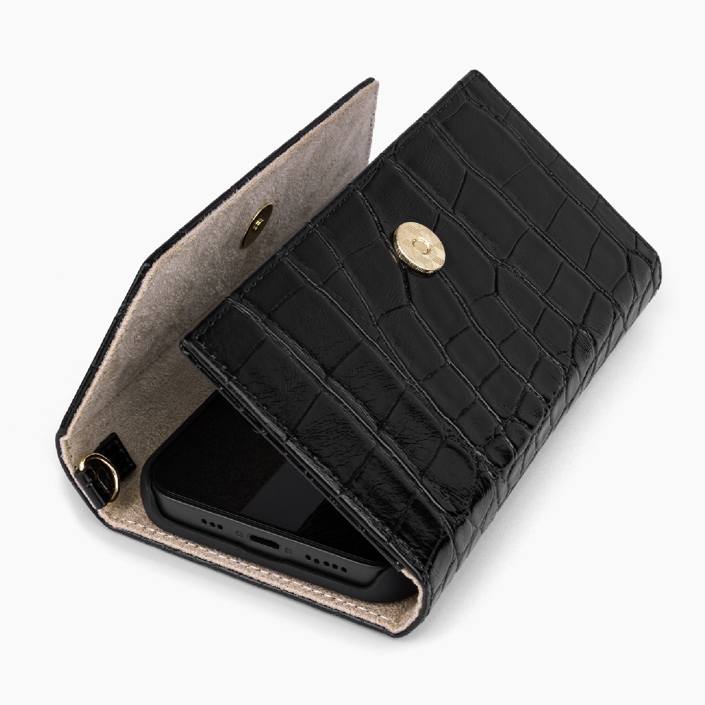 IDEAL OF SWEDEN Lommebokdeksel Black Croco for iPhone 11 Pro/XS/X