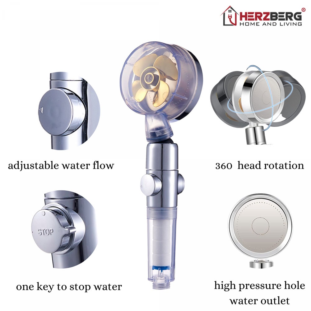 Herzberg - Vannbesparende dusjhode med høyt trykk