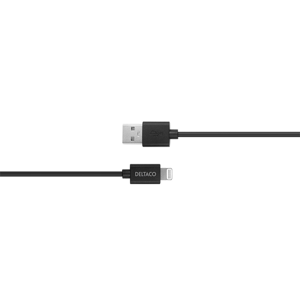 Deltaco USB til Lightning kabel MFi 2m Sort