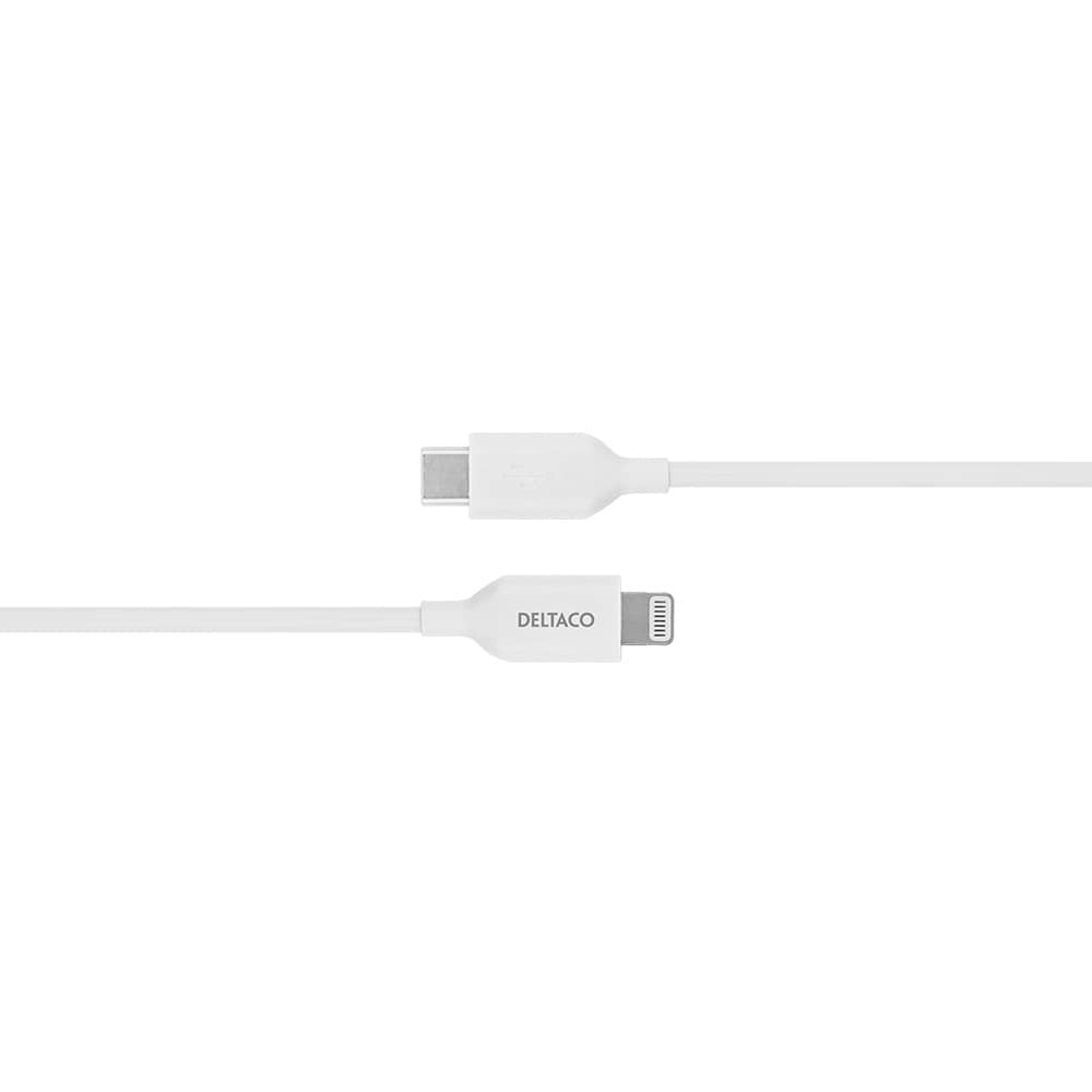 Deltaco USB-C till Lightning kabel / iPhone ladekabel, MFi C94, 1m, Hvit
