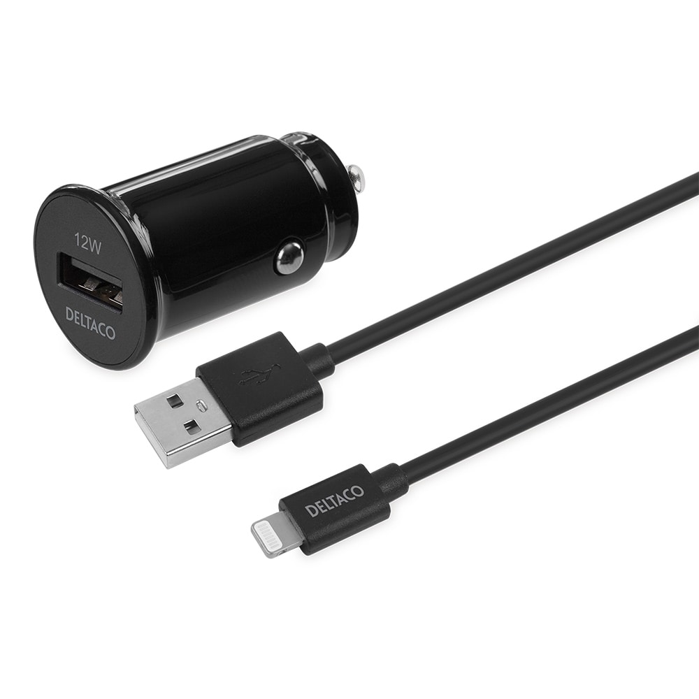 Deltaco USB Billader 12W med USB til Lightning-kabel