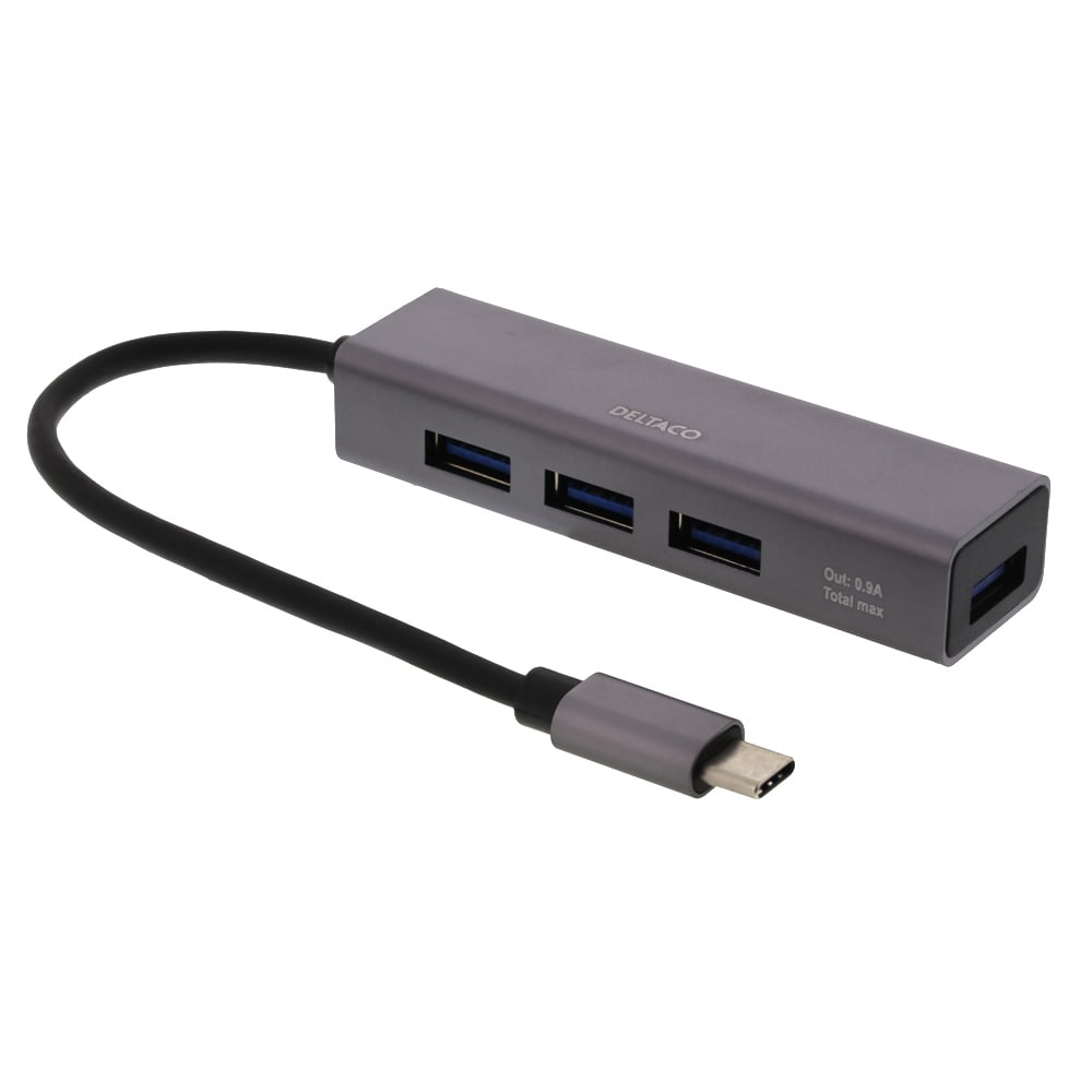 Deltaco USB C Hub med 4 porter